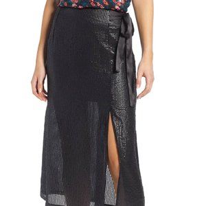 New Sexy faux wrap sequin midi skirt size Small